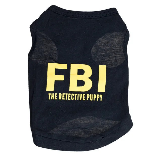 Ropa de verano para perros transpirable de algodón con estampado de letras camuflaje FBI, chaleco tipo camiseta para perros pequeños XS-L, chalecos de policía para cachorros