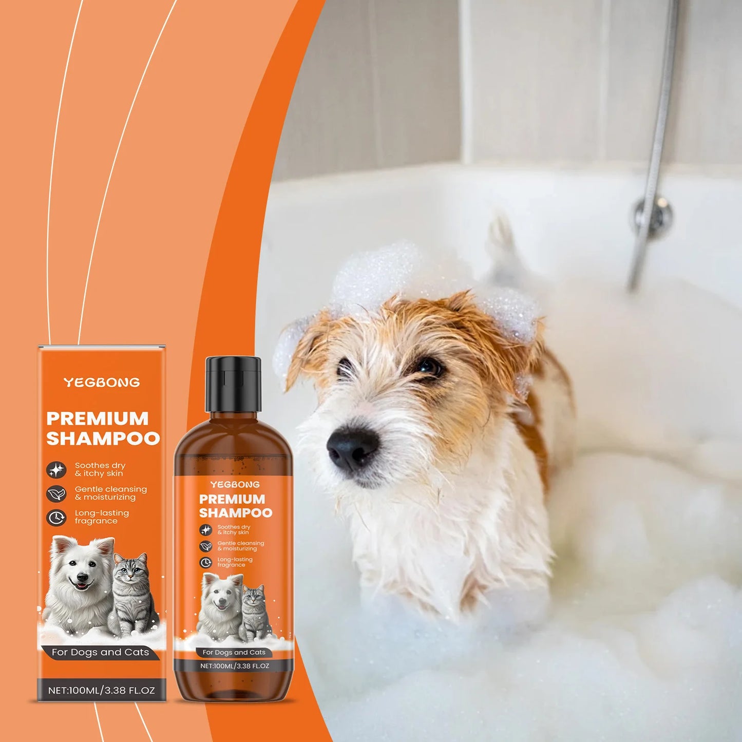 Champú natural para mascotas para perros y gatos, fórmula derivada de aceite de coco, elimina olores y enredos, repelente de pulgas e insectos,