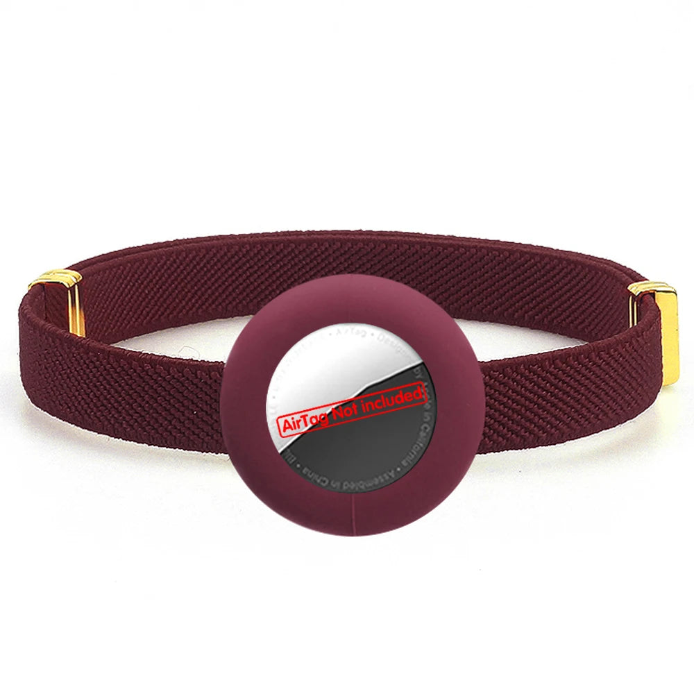 Cute Breakaway Cat Collar Elastic GPS Tracker Kitten Collar with Air Tag Holder Case Adjustable 5-12in Pets Collars for Cats