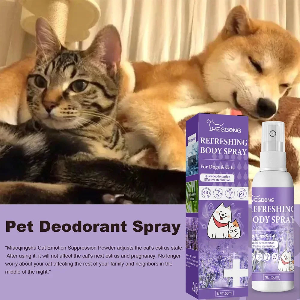 Rociador desodorante de larga duración para perros de aceite de lavanda, para cachorros, gatos, perros, para desodorizar el mal olor, perfume en espray, elimina el olor, refresca el aire