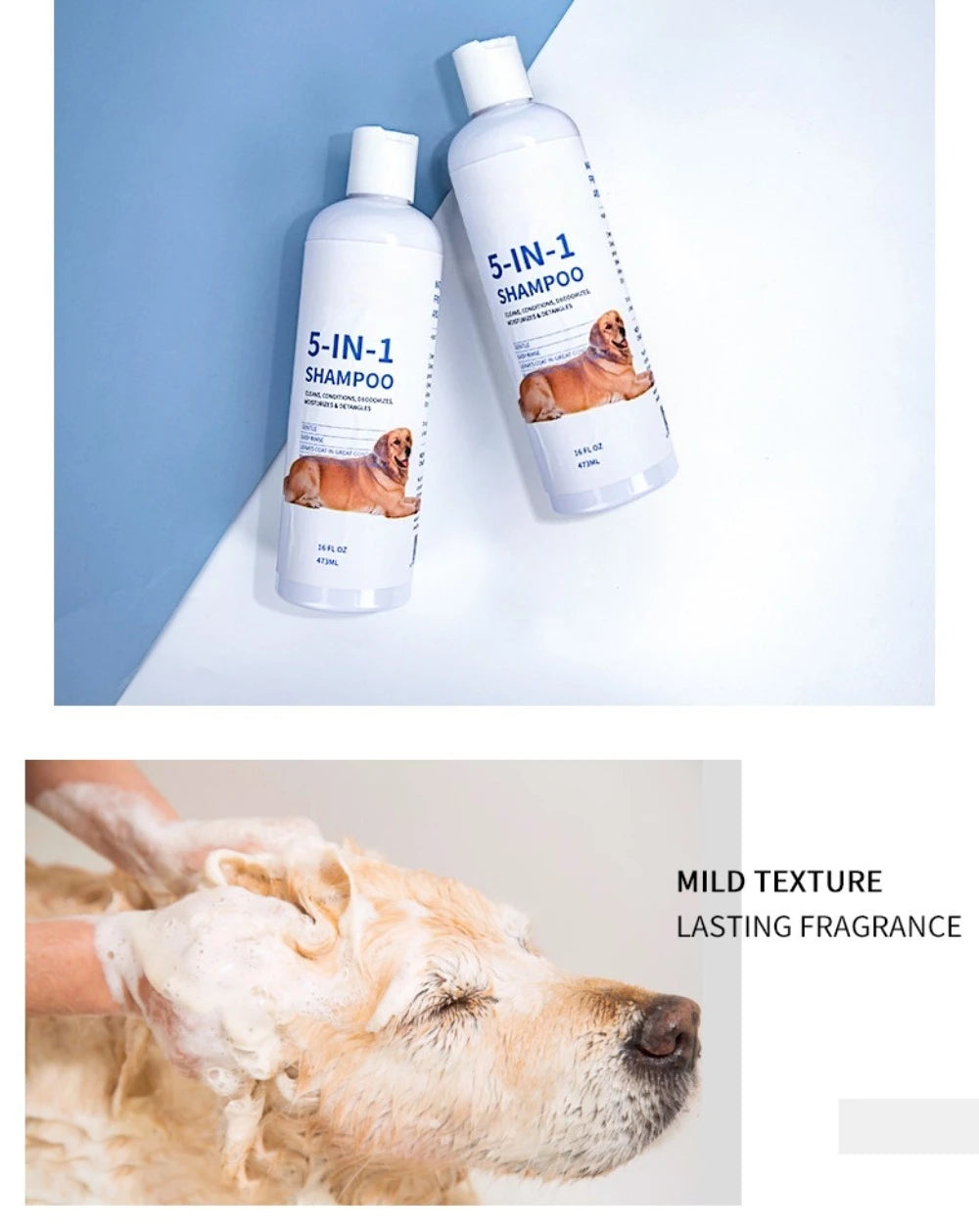 ATUBAN 16 floz 5 in 1 Dog Shampoo for Itchy Skin - Sensitive Skin Dog Shampoo for Smelly Dogs - Dog Shampoos & Conditioners