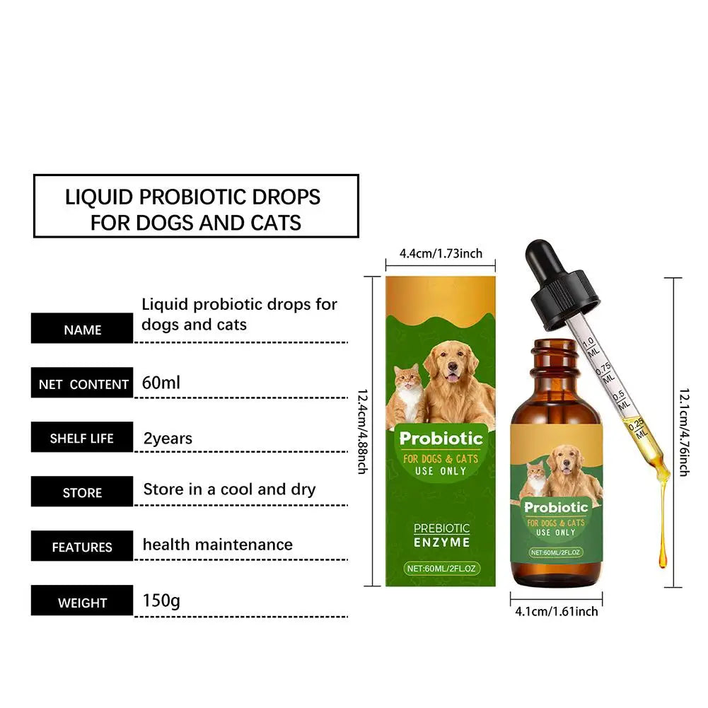 60ML Pet Nutrition Supplement Probiotic Drops Containing Enzymes Used For Pet Digestion And Immune Daily Health Supplement