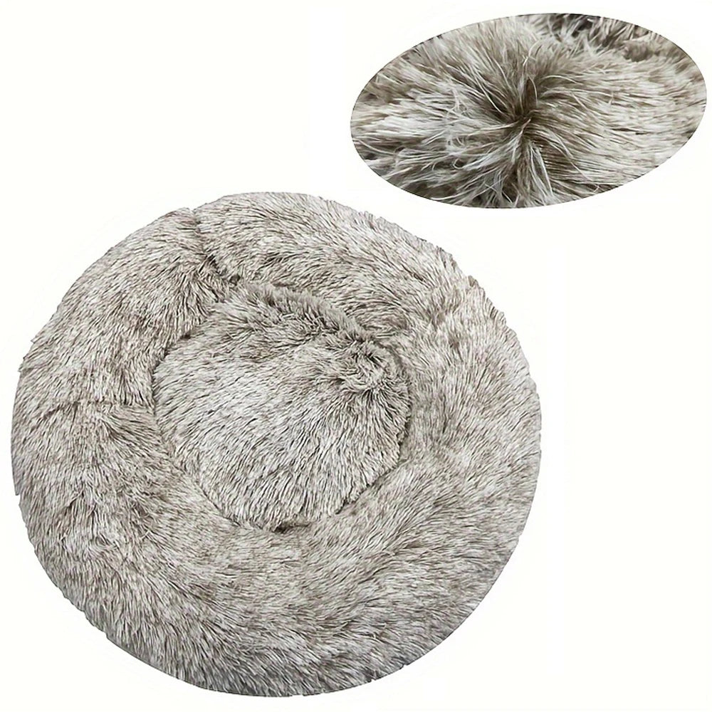 40-90cm Small Cat Bed Long Plush Dog House Round Large Dog Bed for Medium Dog House Super Soft Winter Warm Sleeping Nest