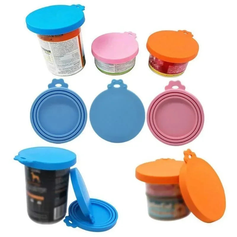 5 couvercles en silicone pour conserves fraîcheur, compatibles avec les boîtes pour chats et chiens. Couvercles en silicone 3 en 1 pour conserver la fraîcheur des aliments. Couvercles hermétiques en silicone pour boîtes pour chiens. 