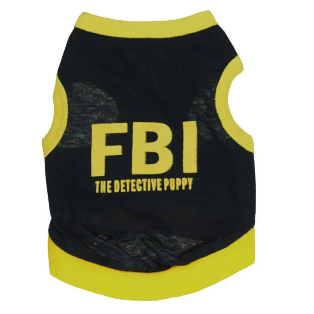 Ropa de verano para perros transpirable de algodón con estampado de letras camuflaje FBI, chaleco tipo camiseta para perros pequeños XS-L, chalecos de policía para cachorros