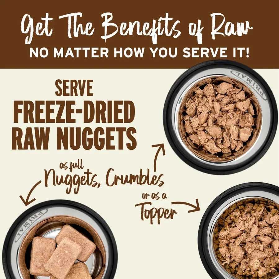 Primal Freeze Dried Raw Dog Food Nuggets Duck Complete and Balanced Meal Also Use as Topper or Treat Premium Healthy Grain Free