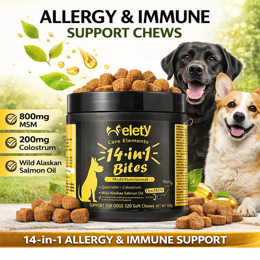 14-in-1 Dog Multivitamin Supplement with Glucosamine & Probiotics - Hip & Joint Support, Digestive Health, Immune Support, Heart Happy Tails Pet Shop Store