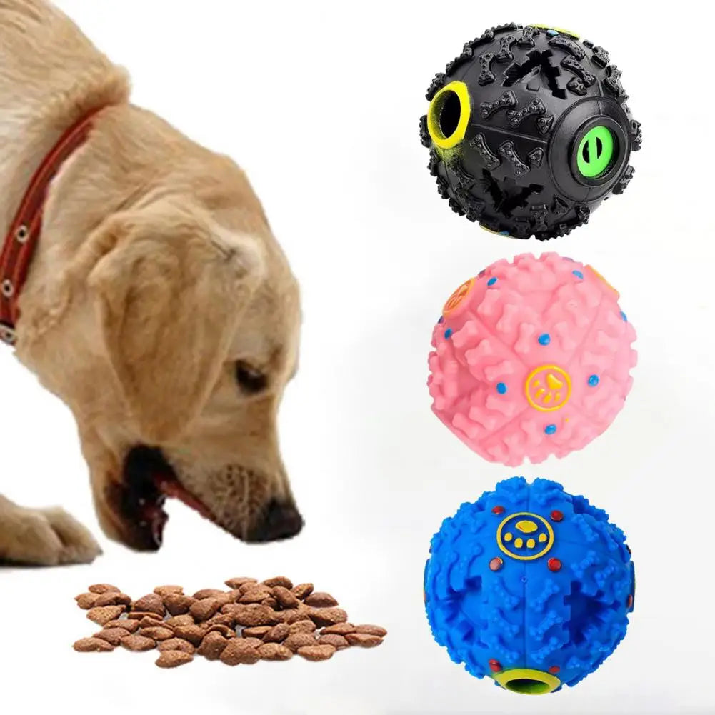 Dog Treat Ball Squeaky Dental Chew Toy Interactive Pet Feeder Toy Dog Chew Ball Food Dispenser Teeth Grinding Dog Toy