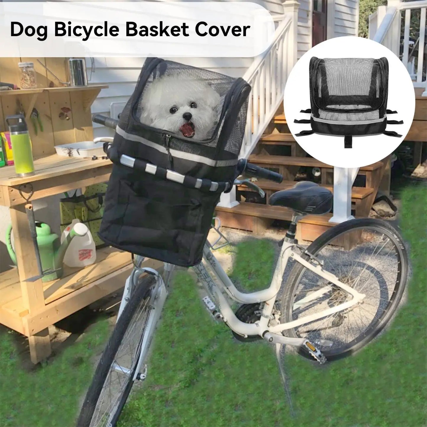 Bike Dog Basket Pet Bicycle Handlebar Carrier with Window Reinforced Pet Bicycle Basket For Daily Outdoor Pet Travel
