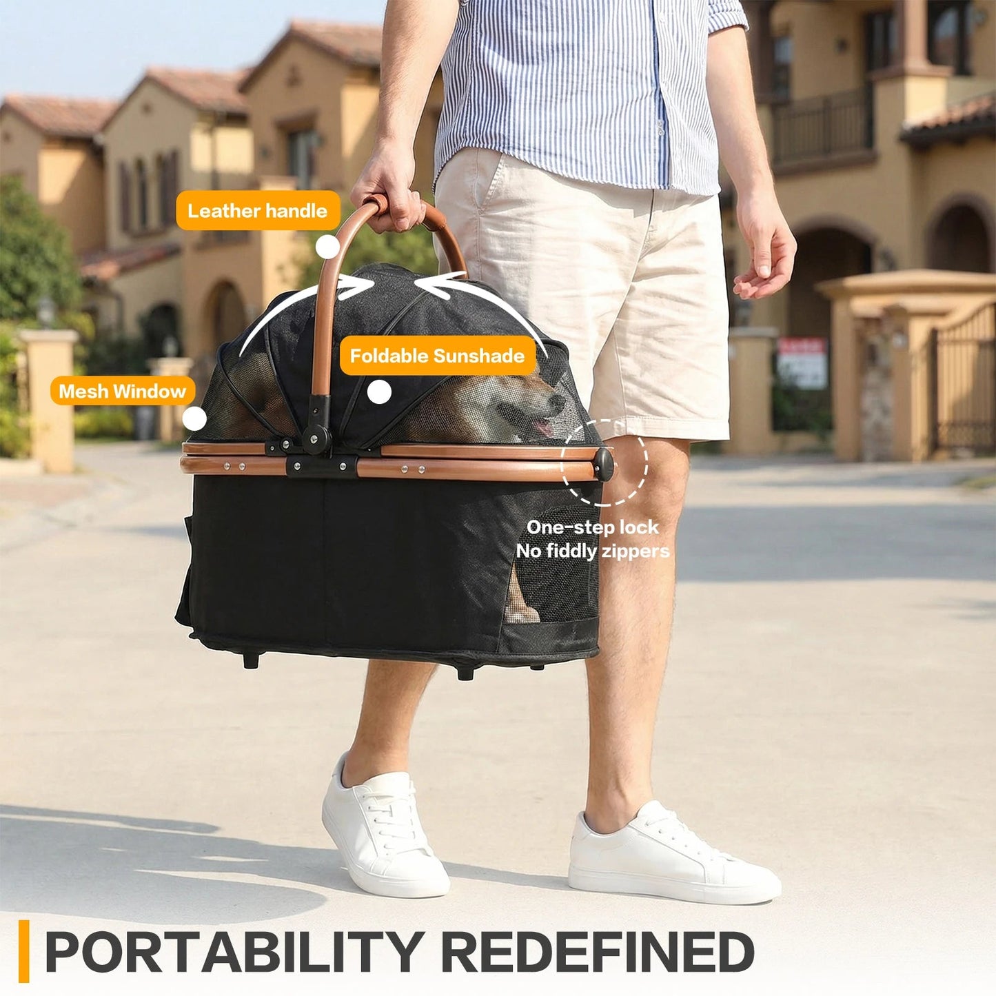 Folding Stroller with Detachable Carrier Foldable Travel Jogger Foldable & Ventilated with Sun Shades for Small Medium Dogs Cats Happy Tails Pet Shop Store