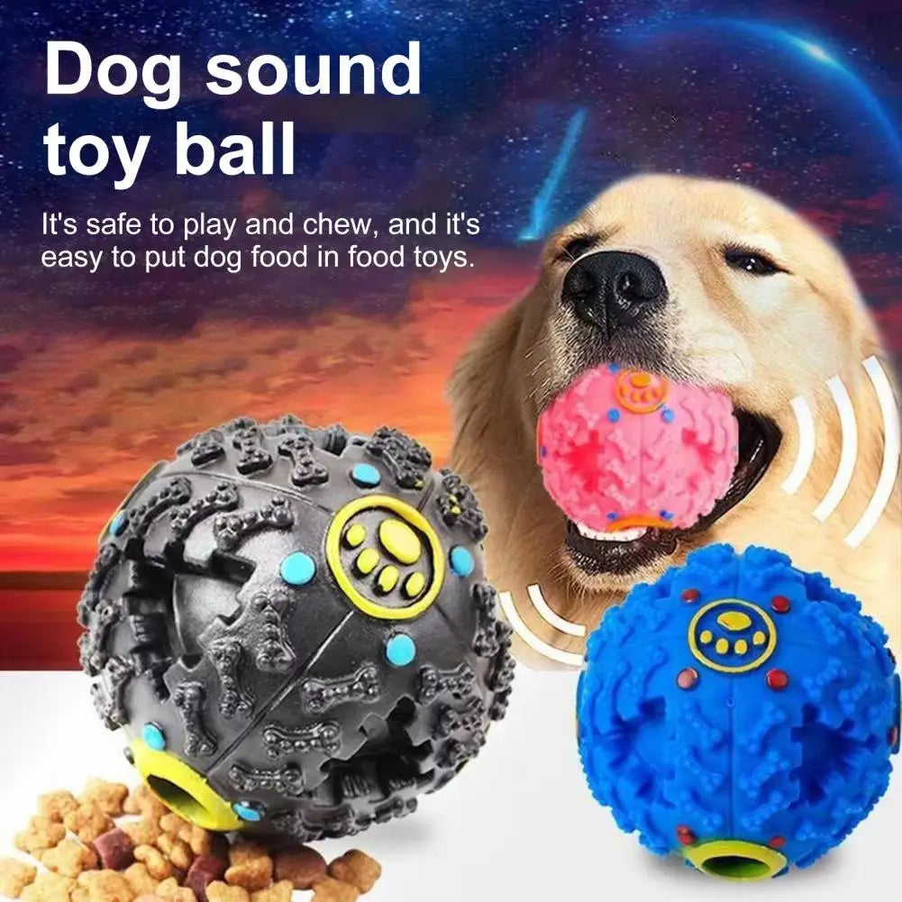 Dog Treat Ball Squeaky Dental Chew Toy Interactive Pet Feeder Toy Dog Chew Ball Food Dispenser Teeth Grinding Dog Toy