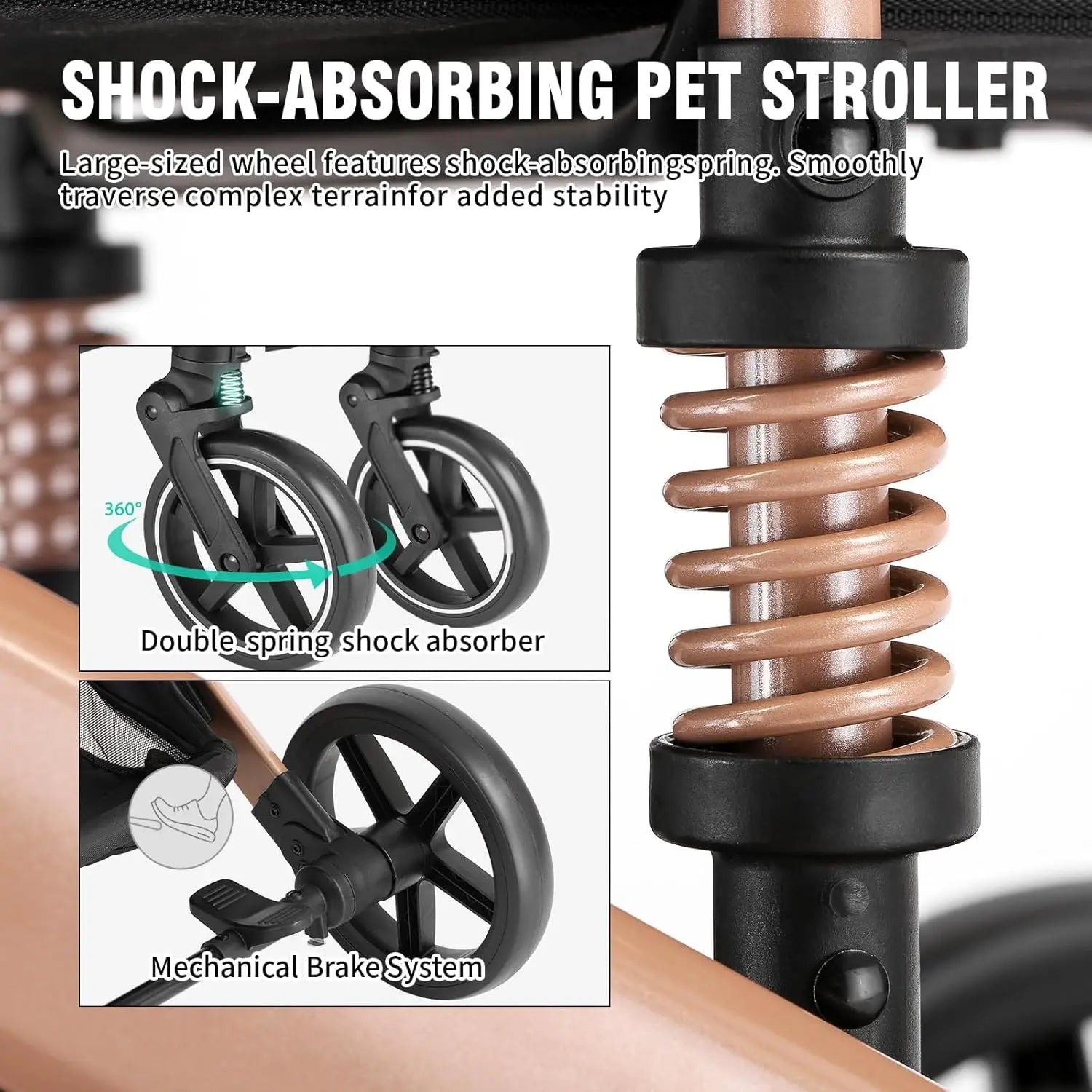 4-in-1 Folding Pet Stroller with Detachable Carrier, Reversible Canopy, All-Terrain Wheels for Small to Medium Dogs up to 45 lbs Happy Tails Pet Shop Store