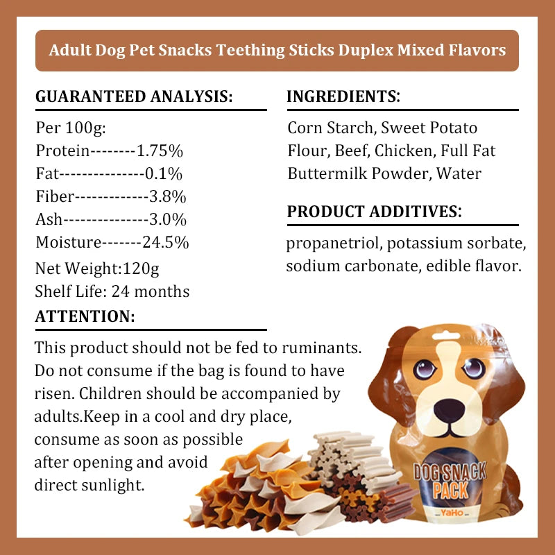 Bâtonnets de dentition pour chiens 120 g, saveurs assorties, pour le nettoyage des dents et une haleine fraîche. Idéal pour chiens adultes et chiots, pour l'éducation et comme récompense. Friandise pour animaux de compagnie. 