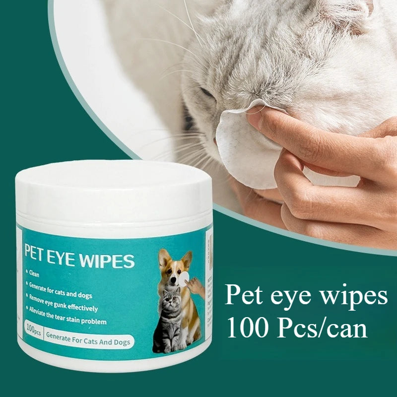 100 Piece Pet Eye Cleaning Wipes Tear Mark Remover for Cats Hygienic Grooming Wet Tissues for Home Pet Care Happy Tails Pet Shop Store
