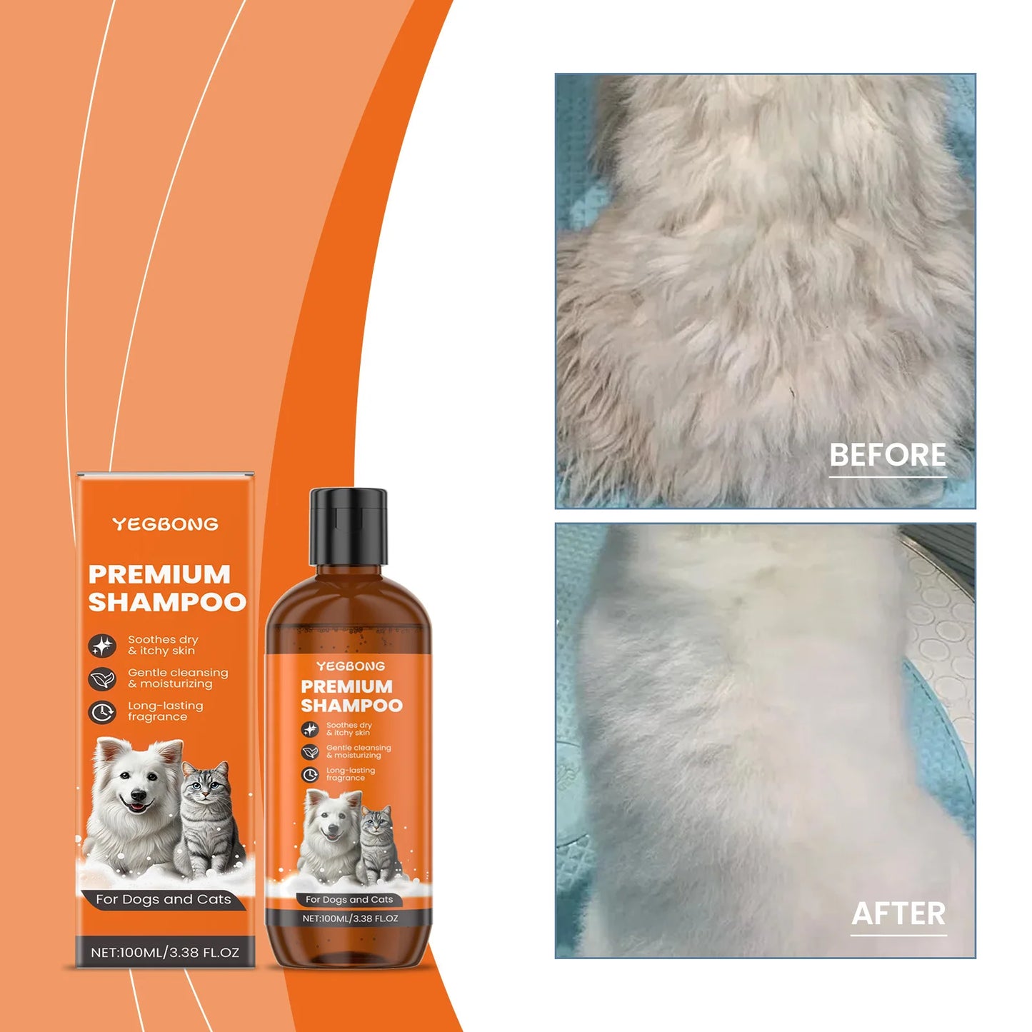 Champú natural para mascotas para perros y gatos, fórmula derivada de aceite de coco, elimina olores y enredos, repelente de pulgas e insectos,
