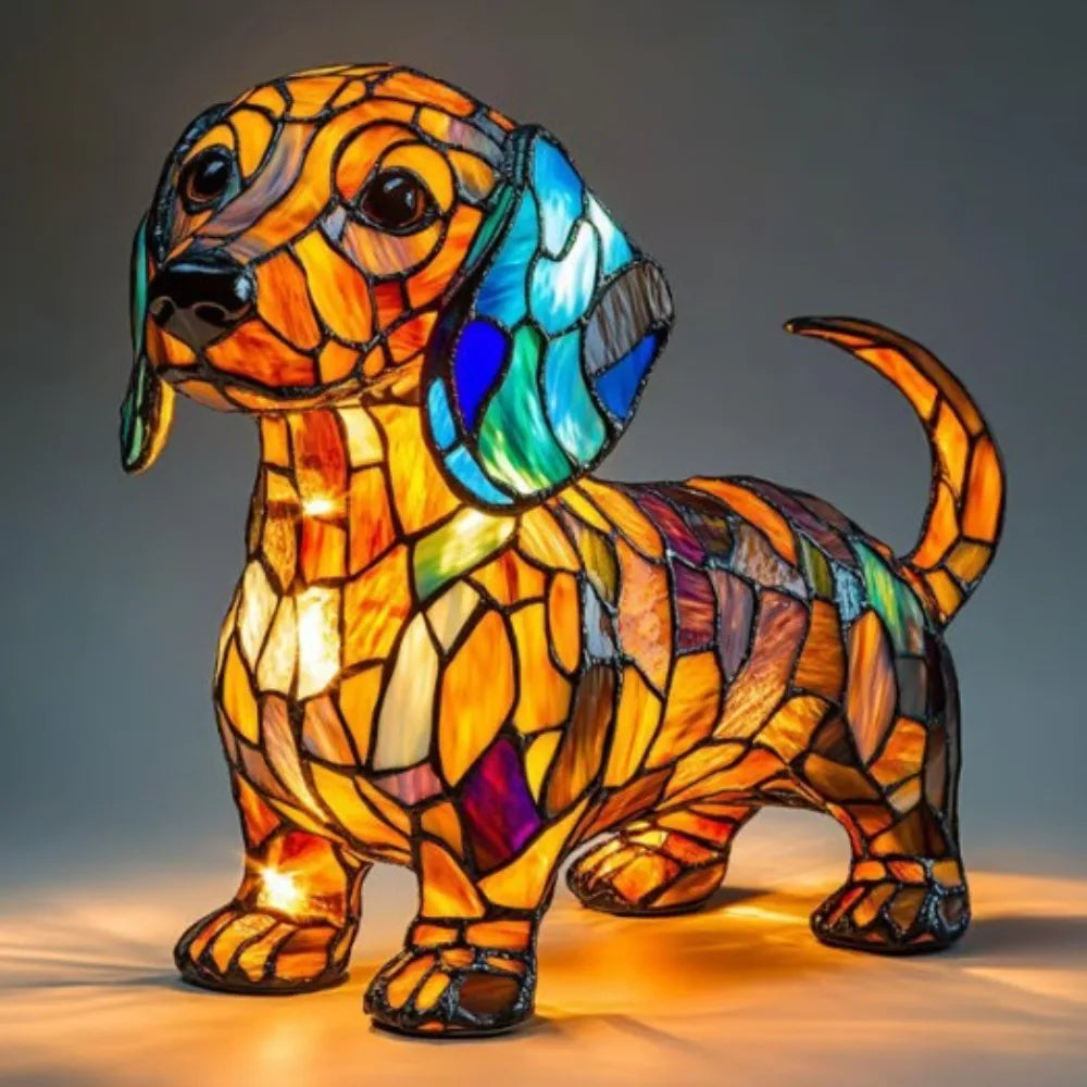 New Dog Series Resin Figurines LED Night Light Artistic Animal Statues Creative Home Decoration Exquisite Tabletop Ornaments Happy Tails Pet Shop