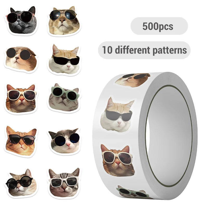 500 autocollants animaux chats pour lunettes de soleil, journal intime, papeterie, carnets de téléphone, jouets