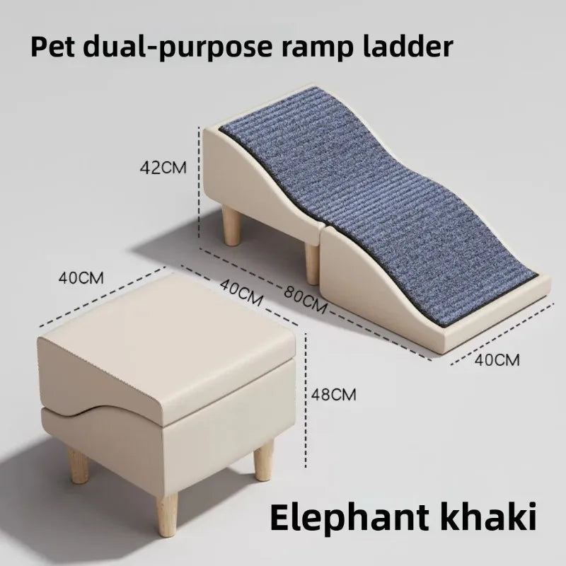 Pet Steps Foldable Ramp Ladder Adjustable Pet Dogs Stairs Safe Sturdy Dogs Bed Climbing Steps Bed Couch Climbing Aid Shoe Stool