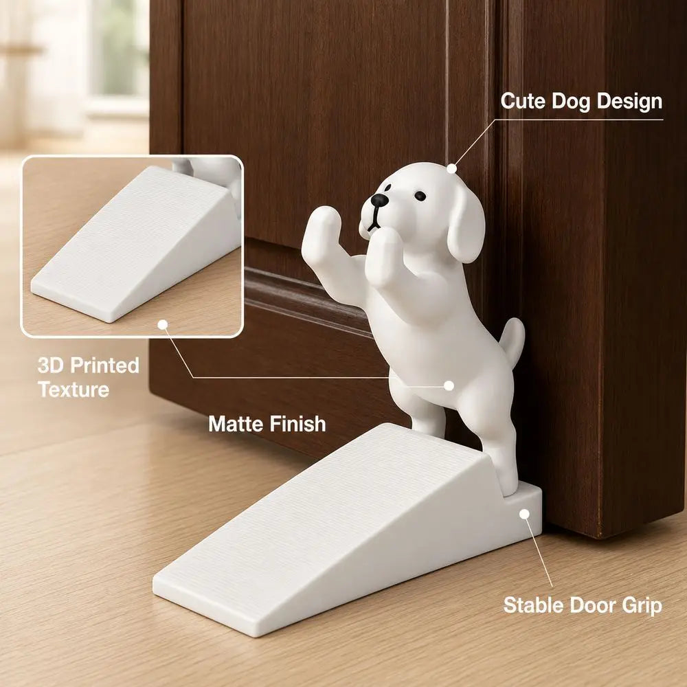 New 3D Printing Dog Door Stopper Anti-Collision Thickened Puppy Door Top Non-Slip Cartoon Dog Shape Door Stop Wedge Home Decor