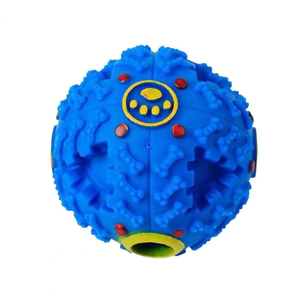 Dog Treat Ball Squeaky Dental Chew Toy Interactive Pet Feeder Toy Dog Chew Ball Food Dispenser Teeth Grinding Dog Toy
