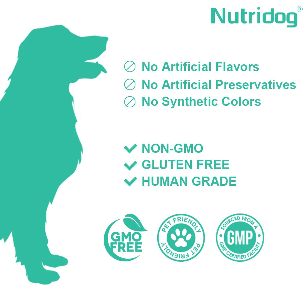 NUTRIDOG Dog Anal Gland Support  Pumpkin Seed Probiotics Digestive Enzymes Scoot Relief Digestive Health 120 PCS/Bottle Happy Tails Pet Shop Store