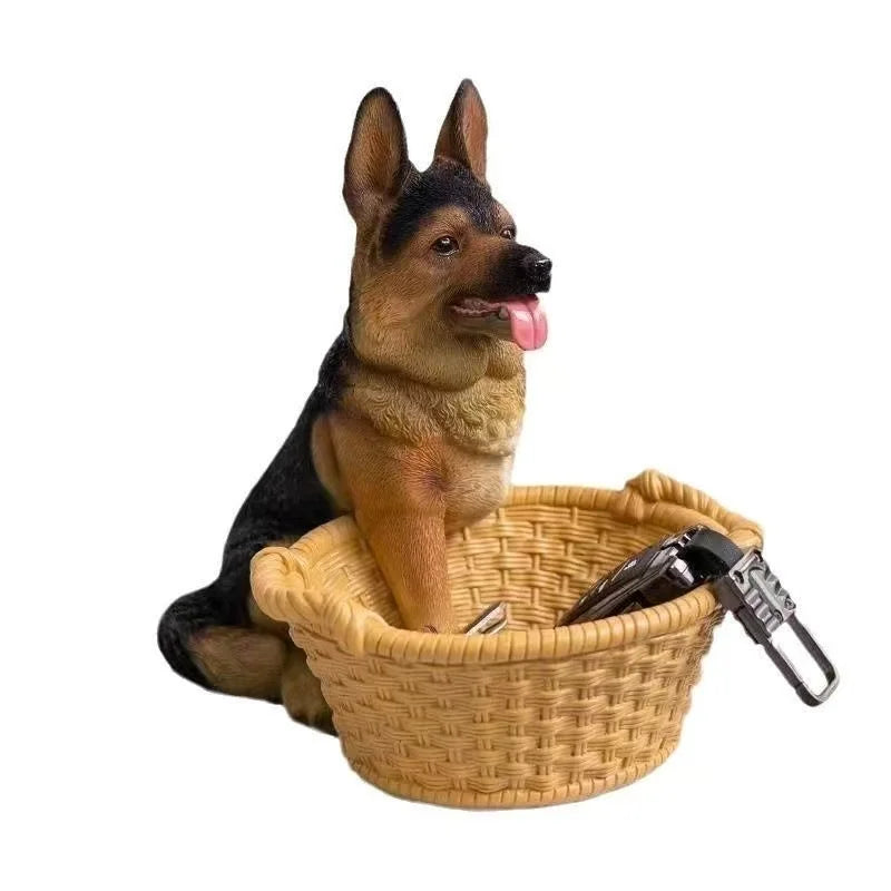 New Cute Dog Shaped Key Holder Ornaments Home Office Decorations German Shepherd Dog Statue Entryway Key Organizer Xmas Men Gift Happy Tails Pet Shop