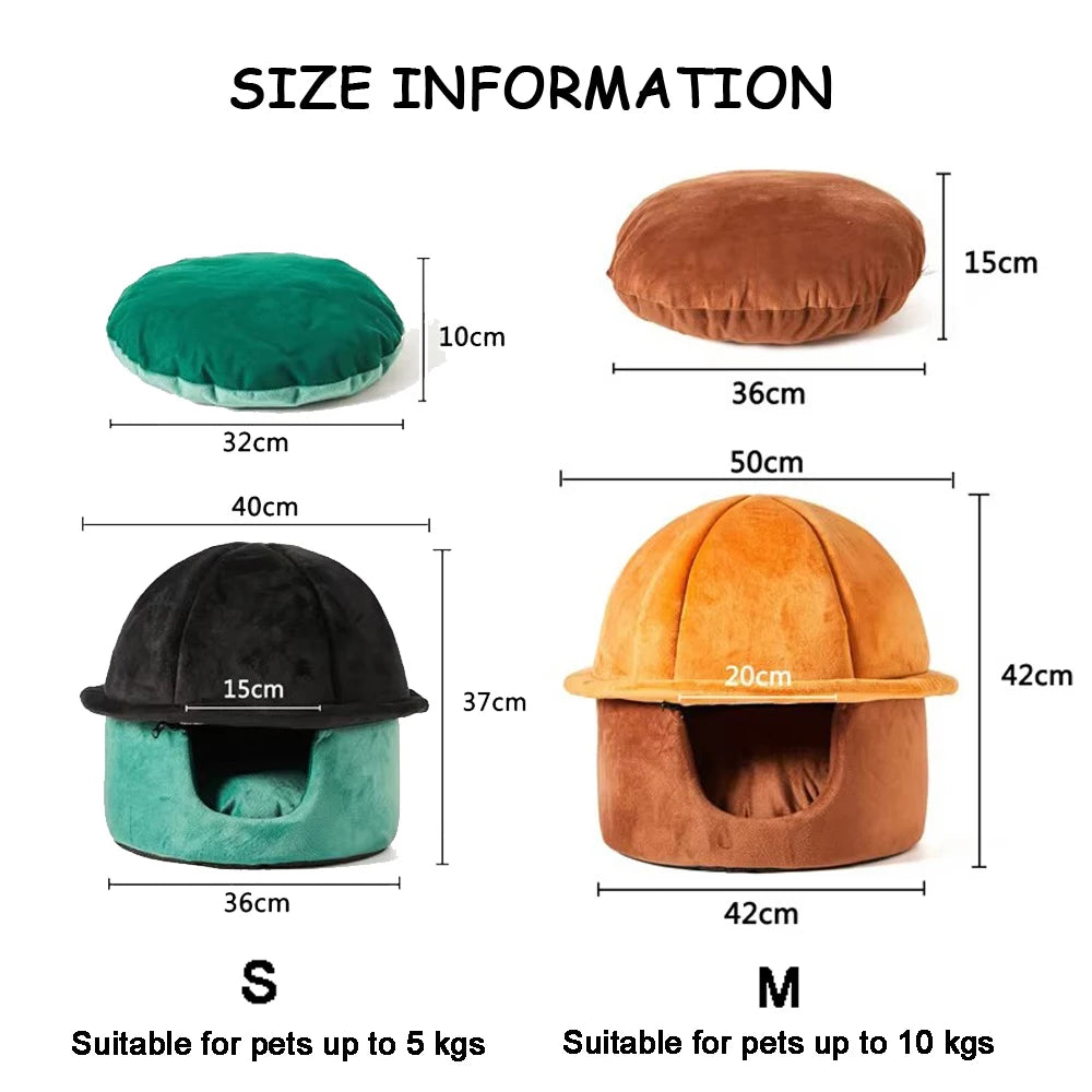 New All-purpose Small Cat Bed Hat Detachable Pet Cat Nest Winter Warm Cat House Basket Soft Sleeping Accessories With Pillows