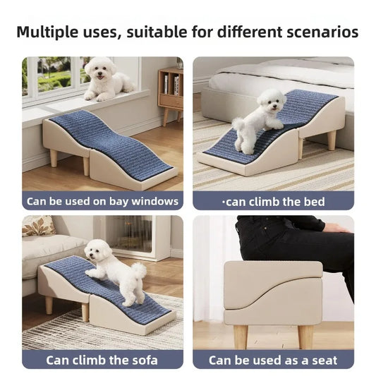 Pet Steps Foldable Ramp Ladder Adjustable Pet Dogs Stairs Safe Sturdy Dogs Bed Climbing Steps Bed Couch Climbing Aid Shoe Stool Happy Tails Pet Shop