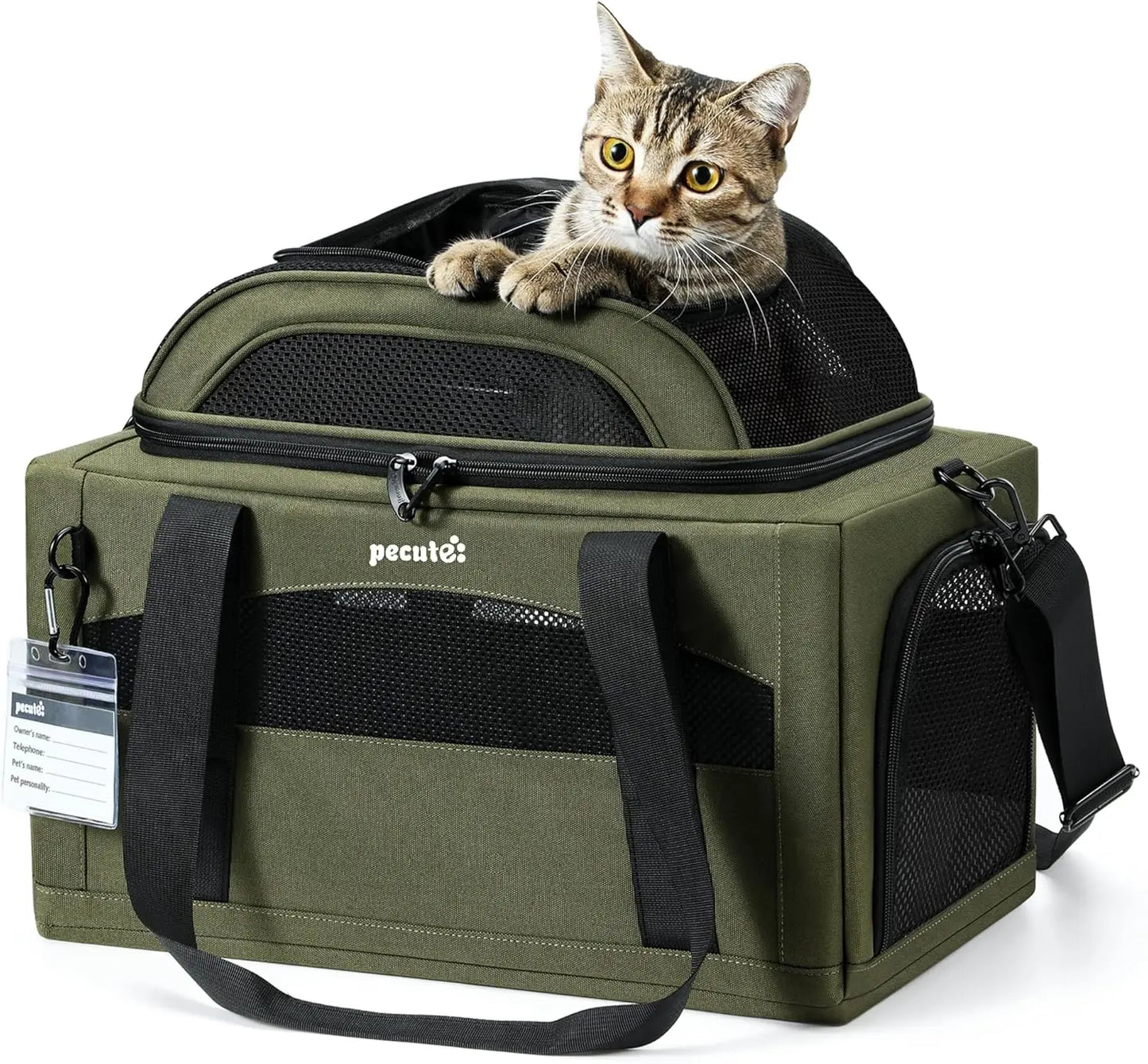 Expandable Airline-Approved Pet Carrier for Small Dogs and Cats, Breathable Soft-Sided with Locking Zippers, Leakproof Pee Pad
