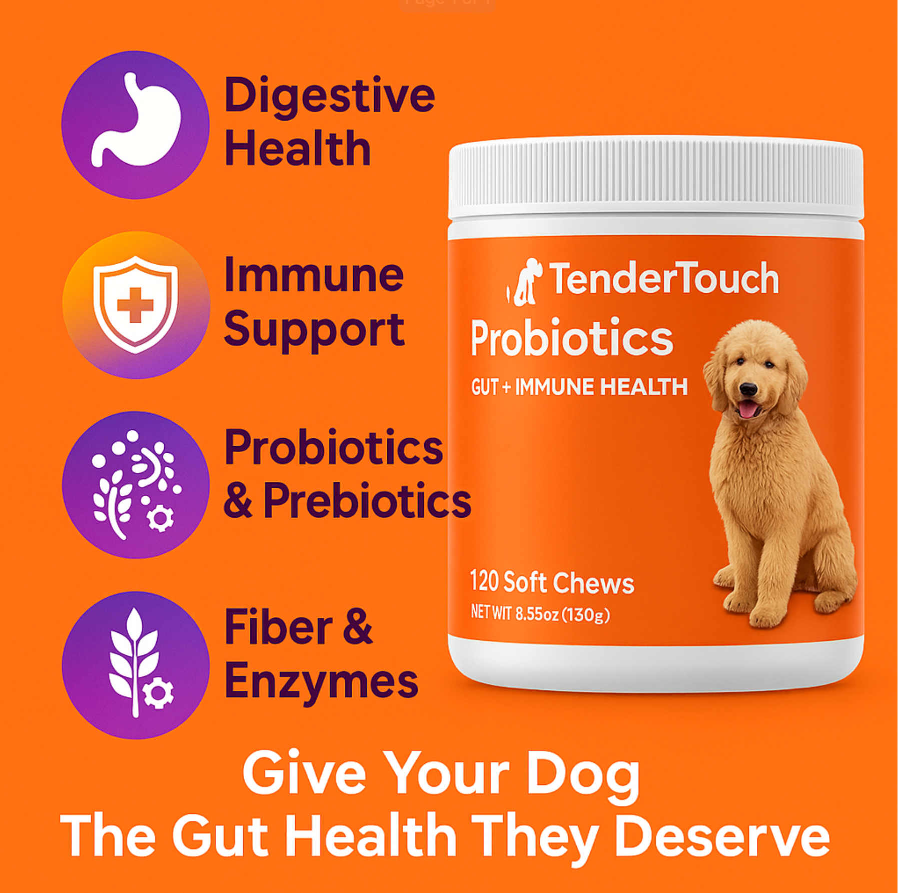 360 Chews - 3 Pack (3 x 180g/6.35oz) 540g/19.1oz - TenderTouch Multivitamin Dog Supplement, Digestive Enzymes, Grain Free Dog Happy Tails Pet Shop Store