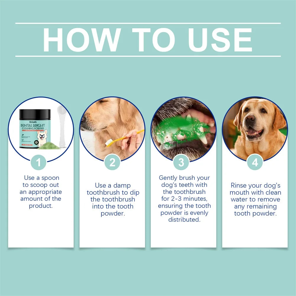 Dog Tooth Cleaning Powder Removing Teeth Surface Stains Reduce Dental Plaques Eliminate Bad Breath Daily Dog Teeth Care Products