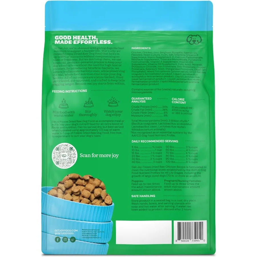 Freeze Dried Raw Chicken Dog Food High Protein Grain Free Meal Topper and Treat Gut Health Support with Probiotics Small to Lar Happy Tails Pet Shop Store