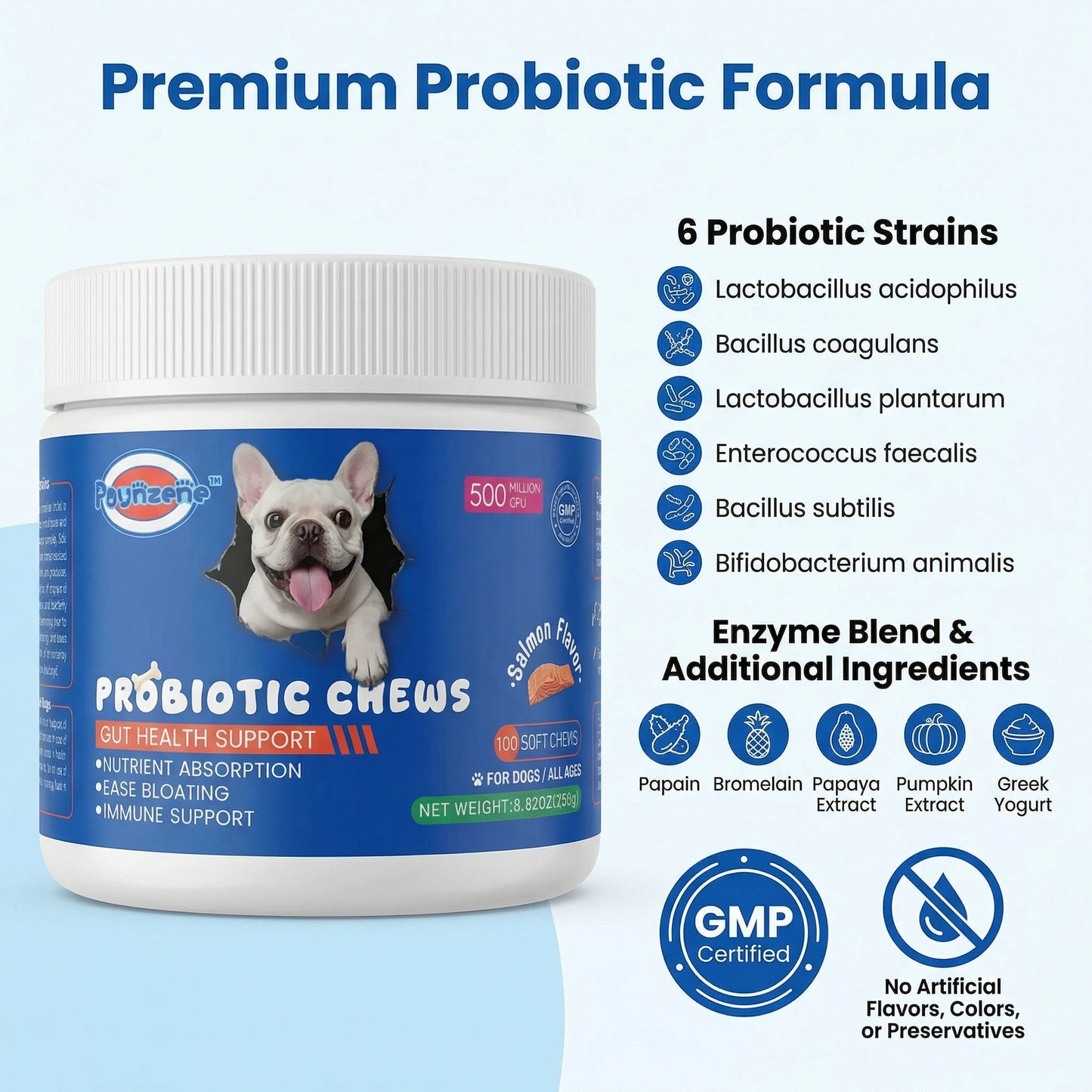 【100 Chews】Probiotics for Dogs-  - Relieve stomach sensitivity and dog gut health probiotics - Digestive Remedies Happy Tails Pet Shop Store