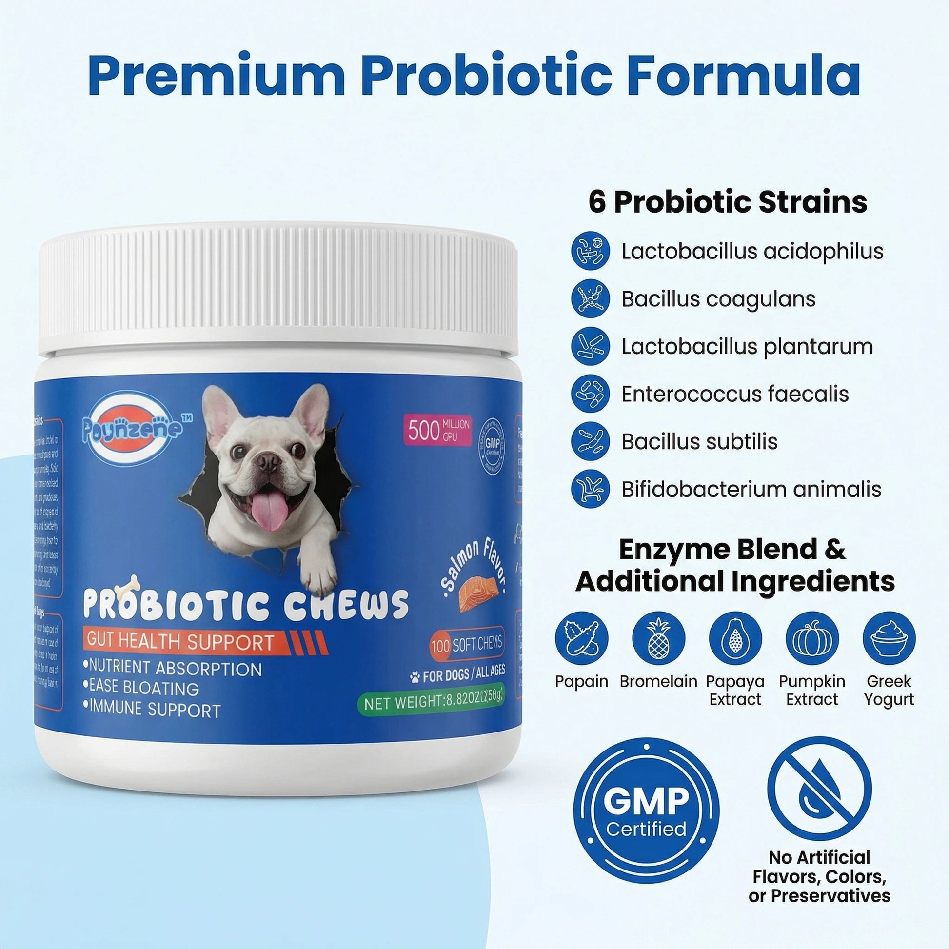 【100 Chews】Probiotics for Dogs-  - Relieve stomach sensitivity and dog gut health probiotics - Digestive Remedies Happy Tails Pet Shop Store