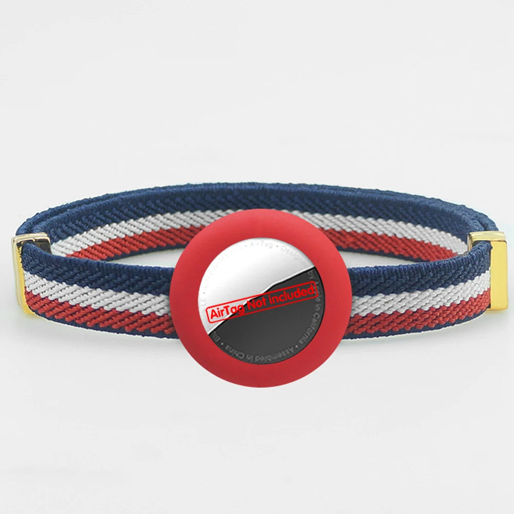 Cute Breakaway Cat Collar Elastic GPS Tracker Kitten Collar with Air Tag Holder Case Adjustable 5-12in Pets Collars for Cats
