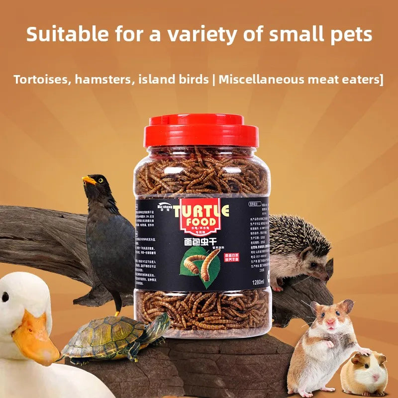 Alimento liofilizado Naichong para mascotas pequeñas y reptiles - Dieta para hámsteres, petauros del azúcar, tortugas y peces con pescado, camarones y gusanos de la harina secos