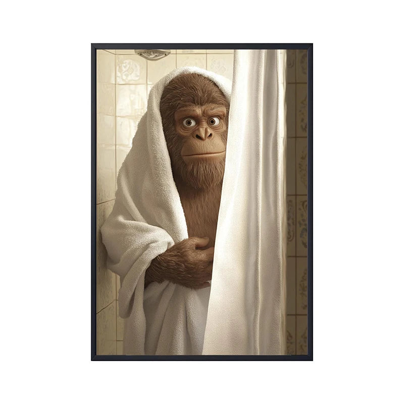 Cute Shower Dog Bathroom Decor Poster Dog in Bathtub Print Animal Murals Canvas Painting for Home Decor Dog Lover Gifts