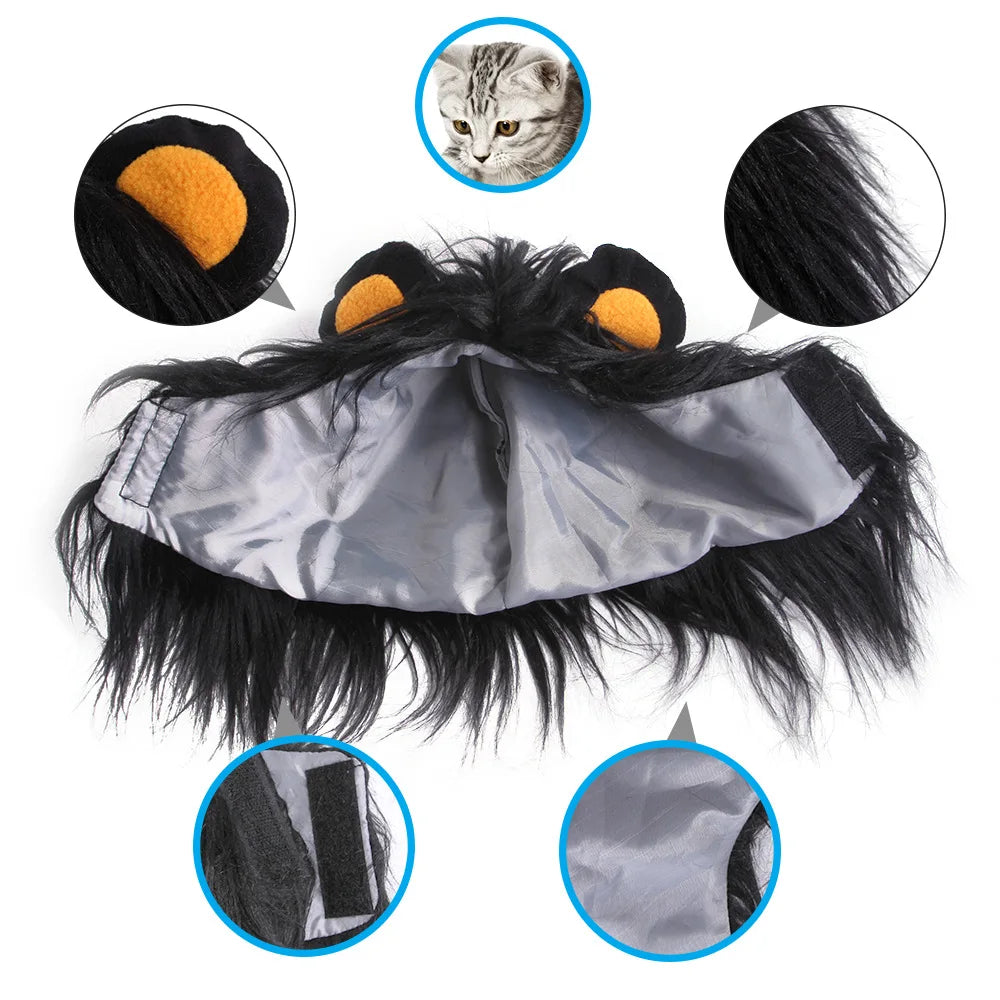 Cat Dog Cosplay Dress Up Pet Hat Lion Mane For Cat Puppy Lion Wig Costume Party Decoration Halloween Christmas DIY Pet Supplies Happy Tails Pet Shop