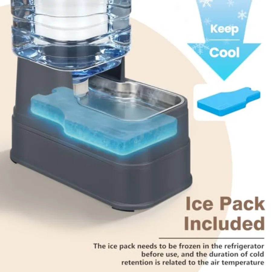 Dispensador automático de agua para mascotas de 1.6 galones, bebedero por gravedad para perros y gatos con recipiente de acero inoxidable, alimentación para cachorros de gran capacidad