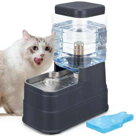 Bebedouro automático para cães e gatos de 6 litros com tigela de aço inoxidável, alimentador de grande capacidade para filhotes
