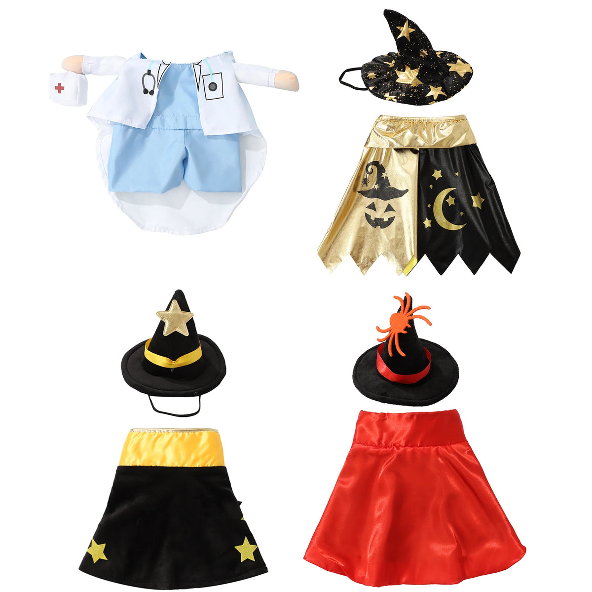 Halloween Cute Dog Cat Doctor Costume Pet Clothes Halloween Witch Cosplay Hat Wizard Cape Pet Party Performance Birthdays Decors Happy Tails Pet Shop