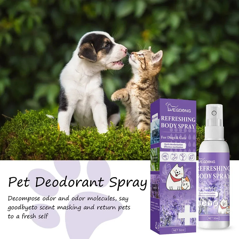 Rociador desodorante de larga duración para perros de aceite de lavanda, para cachorros, gatos, perros, para desodorizar el mal olor, perfume en espray, elimina el olor, refresca el aire