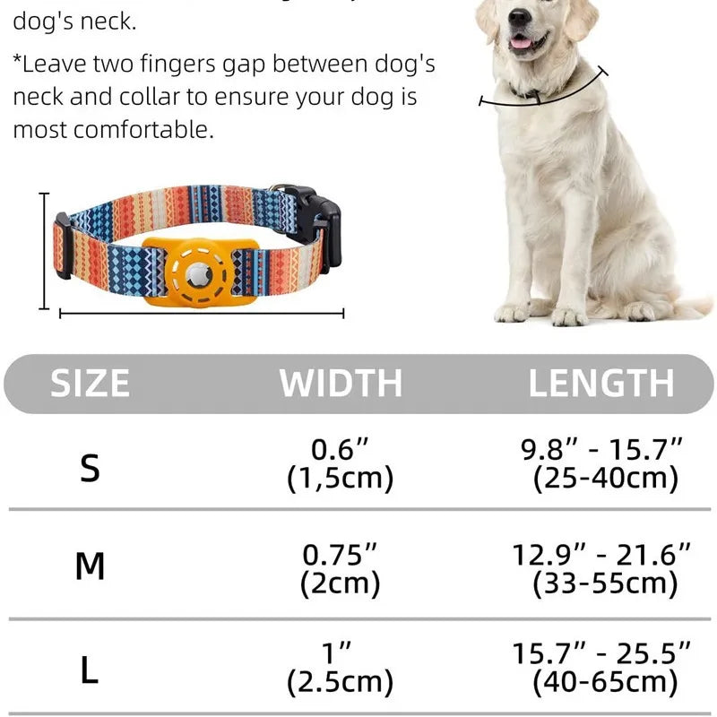 Digital Print Pet Collar with AirTag Holder,Compatible with Apple AirTag, Adjustable Anti-Lost GPS Tracking Collar for Cats Dogs