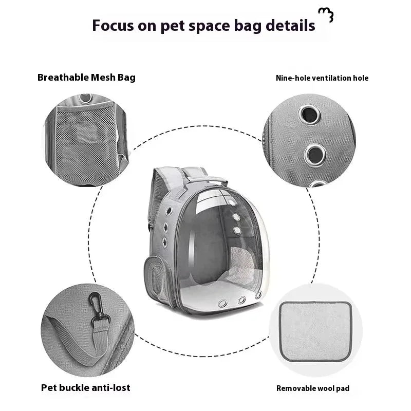 Mochila transportadora de mascotas ventilada, aprobada por aerolíneas, para perros y gatos pequeños y medianos, cápsula espacial para senderismo