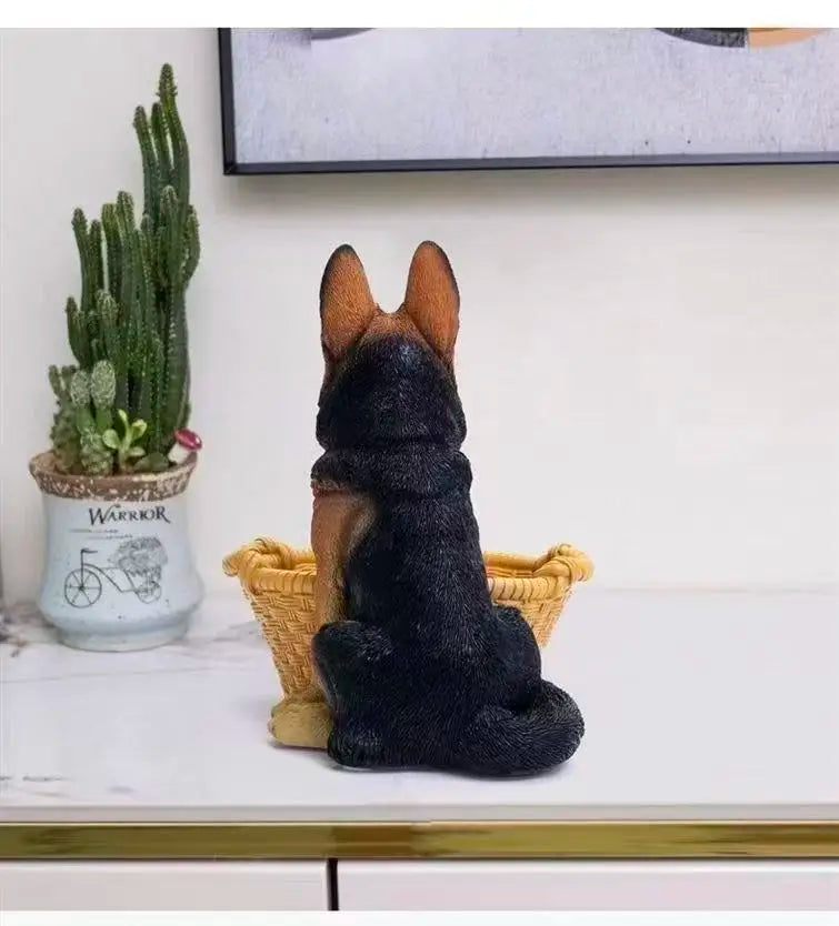 New Cute Dog Shaped Key Holder Ornaments Home Office Decorations German Shepherd Dog Statue Entryway Key Organizer Xmas Men Gift Happy Tails Pet Shop