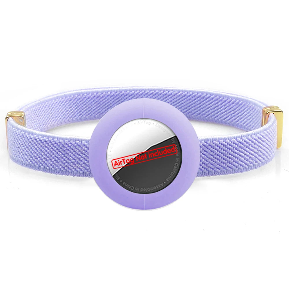Cute Breakaway Cat Collar Elastic GPS Tracker Kitten Collar with Air Tag Holder Case Adjustable 5-12in Pets Collars for Cats