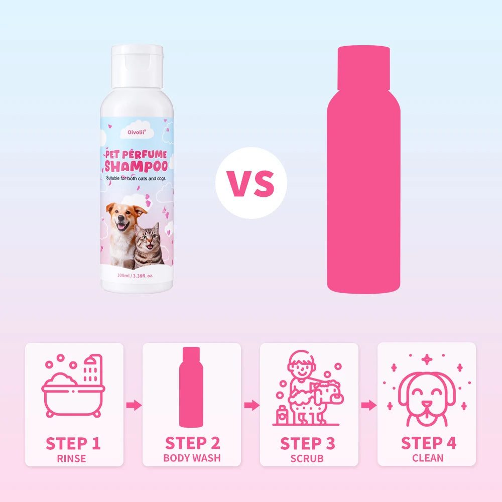 Pet Shower Gel Dog Shampoo Deodorizing Deep Cleansing with Long Lasting Scent, Clean Smooth Shiny Coat, Cat Perfume Bath Body Wa