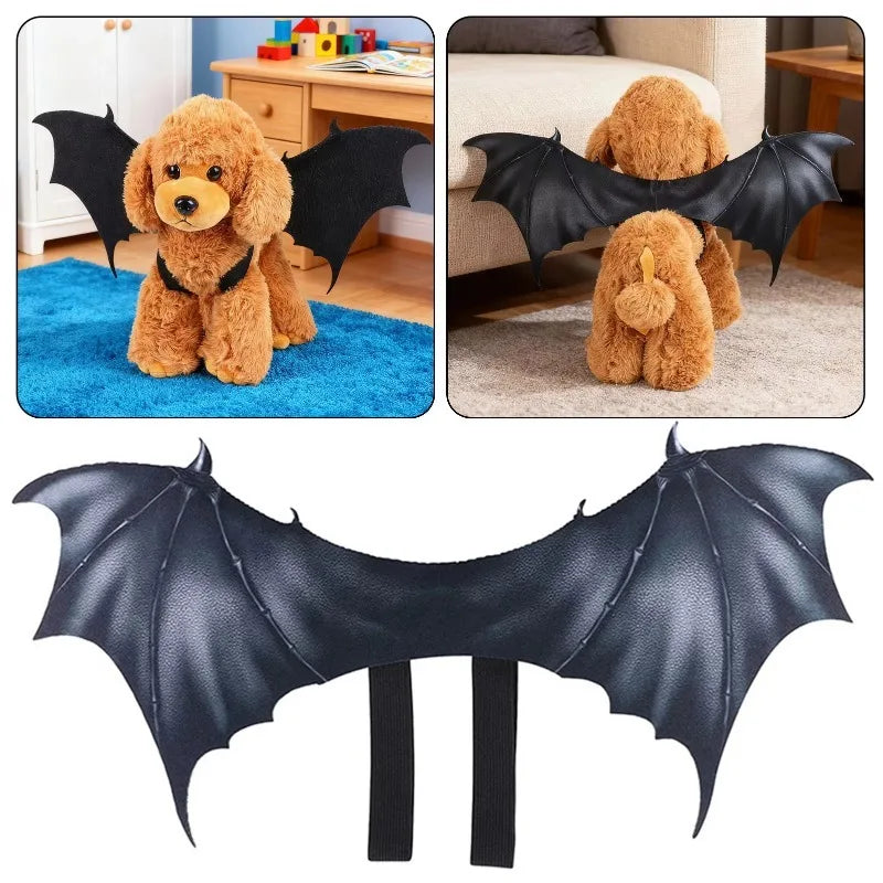 Funny Winged Pet Bat Wings Costume Halloween Cosplay Dress Up Supplies Party Decoration Accessories for Cats and Dogs Happy Tails Pet Shop