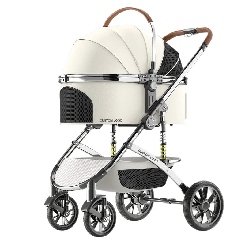 High-Level Luxury Pet Trolley Oxford Material Dog And Cat Stroller Premium Carriers For Travel Happy Tails Pet Shop Store