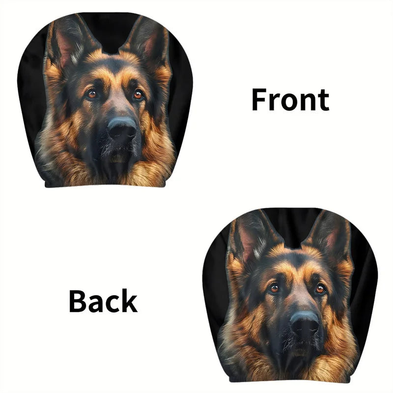 1/2 Pcs Car Headrest Covers With German Shepherd Dog Pattern For Car Interior Decoration